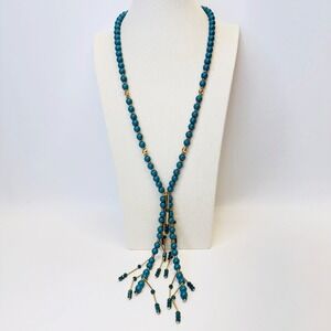 Zenzii Y-Drop Necklace‎ Artsy Beaded Gold-Tone Long Length